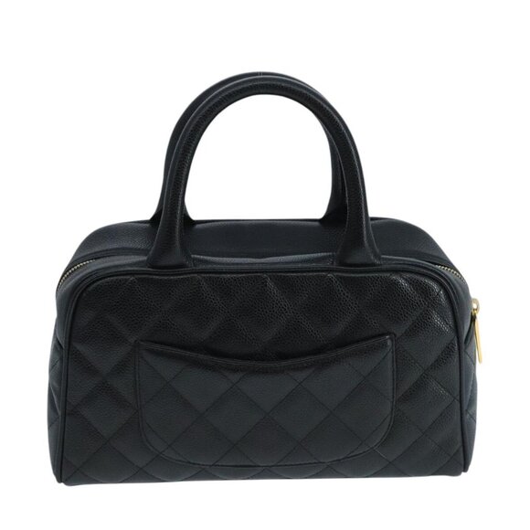 CHANEL Matelasse Hand Bag Grained Calf Skin Black CC Auth - Picture 3 of 16